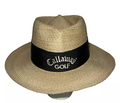 Callaway Golf  Wide Brim Natural Straw Sun Hat Women’s  L/XL Biltmore Back Bow • $34.99