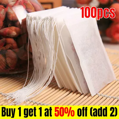 100X Reusable 100% Cotton Muslin Filter Bags Spices Herbs Tea Soup Drawstring UK • £5.95