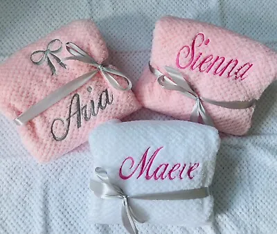 Personalised Embroidered Baby Blankets  Super Soft 5 Colors ( READ DESCRIPTION) • £10.50