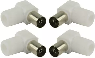 ASCL 4 X 90 Degree Angled Female Coax Socket Connectors TV Aerial Coaxial Cable • £3.49