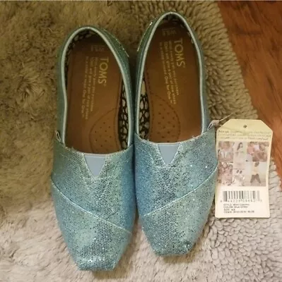 Toms Torqoiuse Glitter Princess Slip On Luca Shoes Pink Multi Size 5.5 W • $49.94