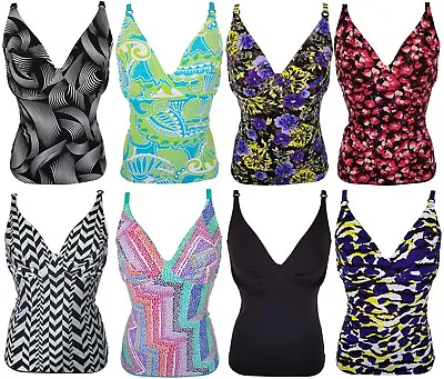 Womens Luxury Tankini Underwire DDEFG Cup Bikini Top Moontide Swimwear Multi • £13