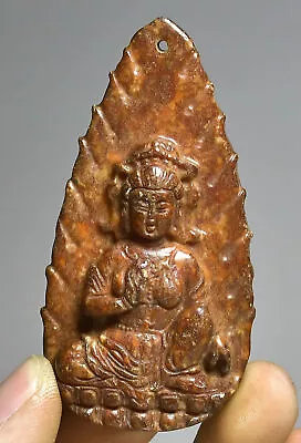 5CM China Hongshan Culture Old Jade Carved Quan Guan Yin Kwan-yin Amulet Pendant • $24.50