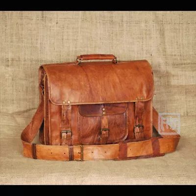  Leather Vintage Messenger Cross Body Laptop Briefcase Satchel Bag Handmade Brow • $48.88