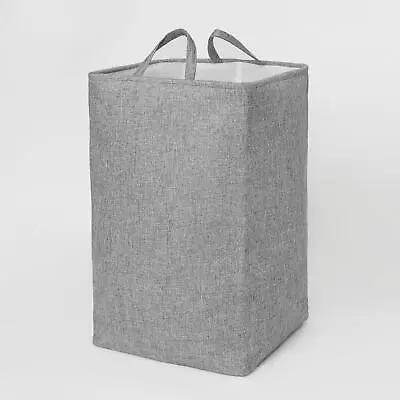 OHS Faux Linen Laundry Bag Foldable Drawstring Organiser With Handles Charcoal • £11.99