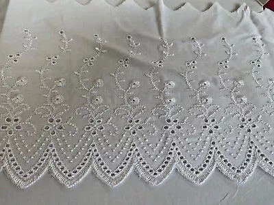 White Broderie Anglaise Lace Flat Trim Extra Wide 15cm Stunning Pointed Edge • £2.45