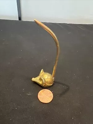 Vintage Brass Long Tail Miniature Big Ear Mouse Receipt / Ring Holder. Excellent • $12