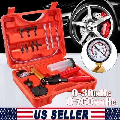 Hand Held Brake Bleeder With Vacuum Gauge Pressure Pump Tester Tool Kit USA • $22.99