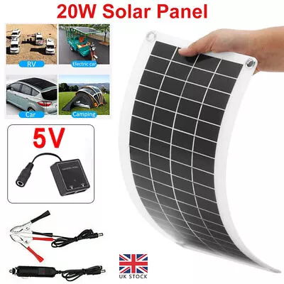 20W Solar Panel 12 Volt Trickle Battery Charger For Car Van Caravan Boat Hot UK • £19.99