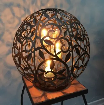 Rare Discontinued Garden Vines Hurricane Partylite  Large Bronze Globe/ Sphere • £70.87