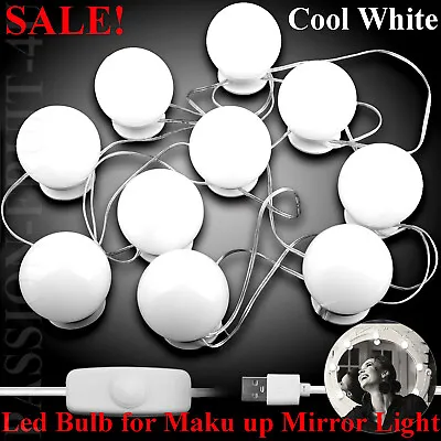 Make Up Mirror Lights 10 LED Kit Bulbs Vanity Light Dimmable Lamp Dressing USB • £11.59