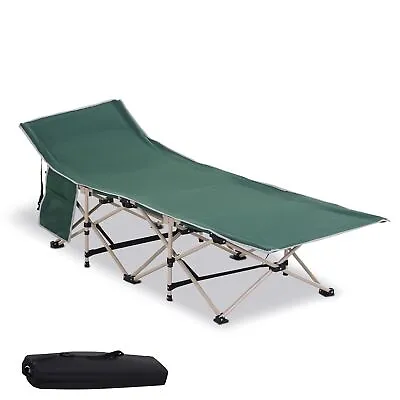 Outsunny Single Portable Outdoor Military Sleeping Bed Camping Cot Green • £34.99