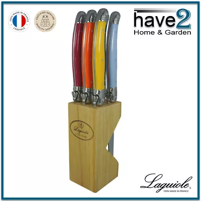 LAGUIOLE By Louis Thiers: 6-Piece Multi-Colour Steak Knife Set In Timber Block • $80.10