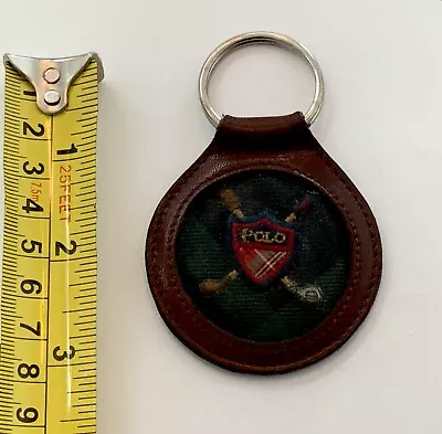 Vintage Polo Ralph Lauren Brown Leather Key Ring | Green Tartan Plaid • $19.84