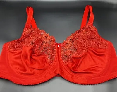Miss Mary Of Sweden Summer 2870 Red Lace Underwire Unpadded Support Bra Uk 44dd • £29.95