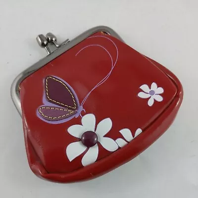 Espe Coin Clutch Purse Wallet Red Butterfly Flower Print 4x3 In New B66 • $11.02