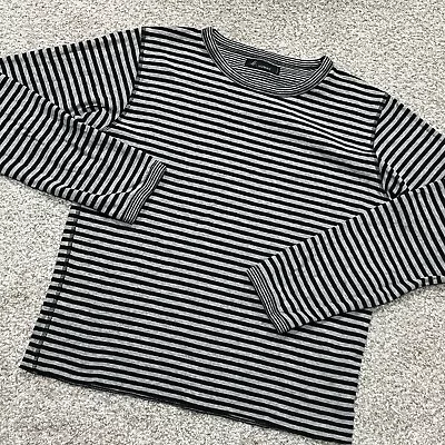 Agnes B. Homme T Shirt 2 Black Stripe Viscose Paris France VTG Long Sleeve Sewn • $64.99