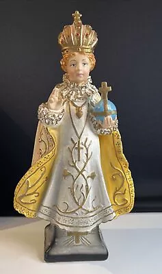 Vtg Infant Of Prague Statue Jesus Catholic Religious Icon Chalkware Plaster 15  • $89