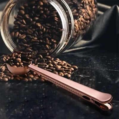 Stainless Steel Coffee Spoon Bag Seal Clip Espresso Tea Scoop Measuring  • £3.99