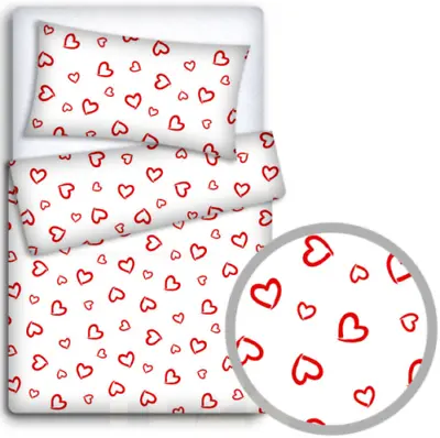 £30.99 • Buy BABY 5PC BEDDING SET PILLOW DUVET BUMPER FIT COT 120x60cm Red Hearts On White