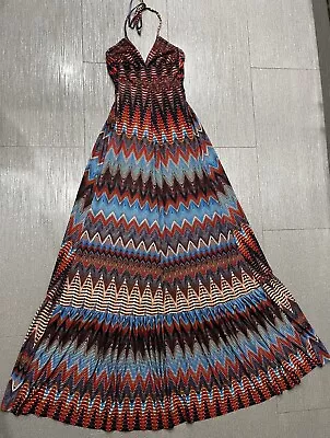 Veronicam Women’s Maxi Dress Style DL-304R Multi Color Geometric Knit Size Small • $19.99
