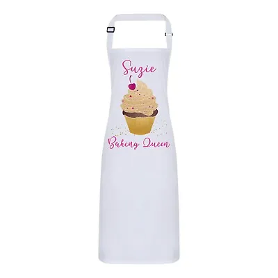 Personalised Apron. Any Name Cup Cake Baking Queen. Adjustable Neck Strap. Gift • £17.59
