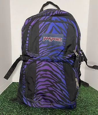 Jansport Zebra Backpack SuperBreak Purple Black Bag Girls Animal Print  • £9.64