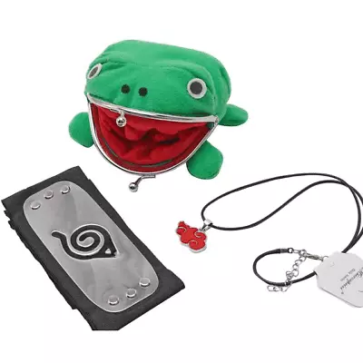 $13.50 • Buy Naruto Akatsuki Green Frog Wallet With Hidden Leafe Village Headband Necklace
