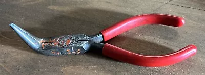 Vintage H. BOKER USA 5 3/4” Bent Needle Nose Pliers Tool Red Rubber Handles • $12.74