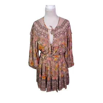 $189.95 • Buy Spell & Gypsy Collective Amethyst Play Dress Size M Floral Pattern Long Sleeves