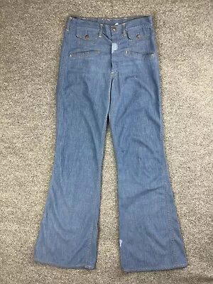 Vintage 70s Niks Bell Bottom Jeans Women's 11 (W30 X L32) Blue Denim Flare • $35