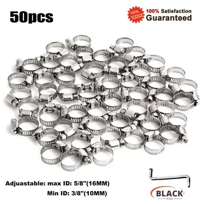 50pc 3/8 -5/8  Adjustable Stainless Steel Drive Hose Clamps Fuel Line Worm Clip • $17