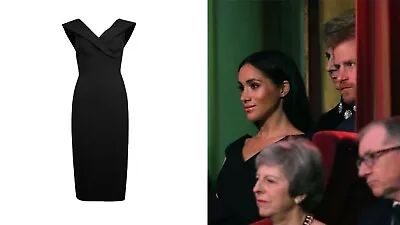 M & S Marks And Spencer Black Dress Meghan Markle Duchess Of Sussex Size S UK 10 • $128.79