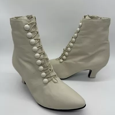 Vintage Style Gatsby Poppies Victorian Boots W/Flaws Sz 9 • $15