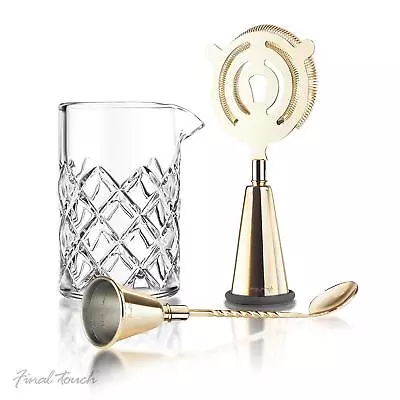 Brass Cocktail Mixing 3pc Set Vintage Bar Tools Accessories Drinks Making Kit UK • £44.99