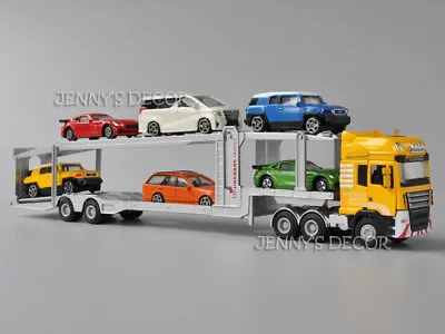 1:55 Diecast Model Truck Toy Tractor With Car Transporter Semi-Trailer Playset • $21.90