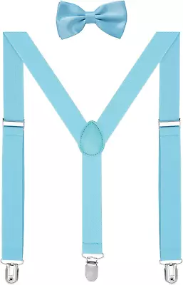 Solid Color Mens Suspender Y Shape With Strong Clips Adjustable Braces • $7.94