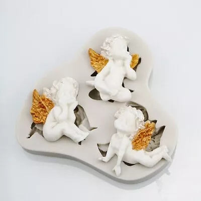 3 Hole Baby Angel Silicone Fondant Cake Mould Sugarcraft Icing Decor Baking Tool • £4.59