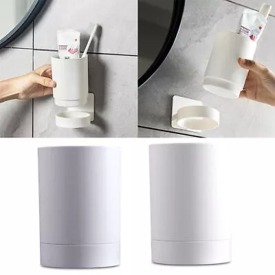 No Drilling Toothbrush Cup Holder Wall Mounted Bathroom Storage  Kitchen • $14.07