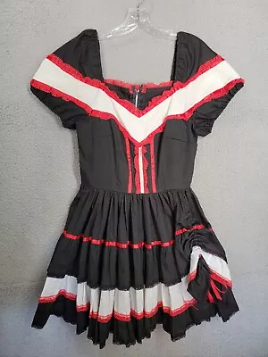 Mexican Peasant Dress XS Flamenco Costume Ruffled Puff Sleeve Lace Homemade • $14.99