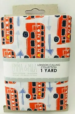 Emma & Mila London Calling Card Collection~Orange Buses~BTY~100% Cotton Fabric • £13.39