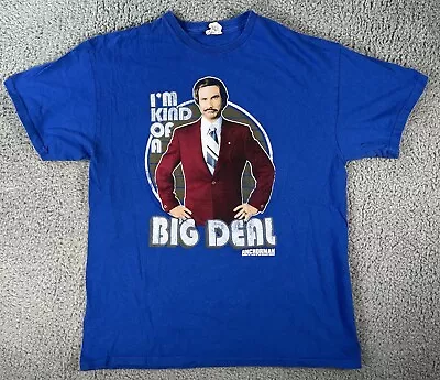 Anchorman Shirt Mens Large Blue Graphic Print 'I'm Kind Of A Big Deal' Movie VTG • $4.99