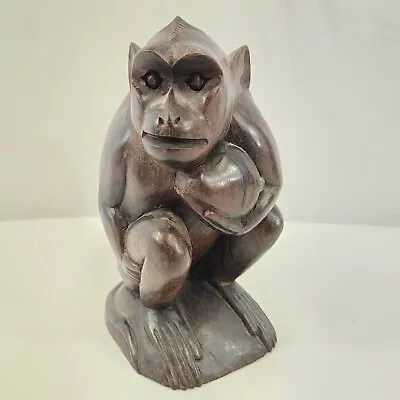 Hand Carved Wooden Orangutan Sculpture Monkey Ape Gorilla Figurine • $34.99