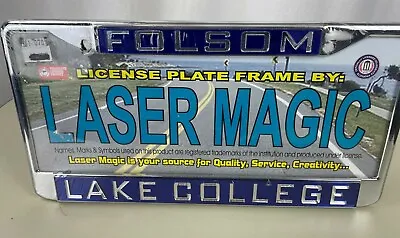 FOLSOM LAKE COLLEGE LICENSE PLATE FRAME SILVERTONED METAL California Sacramento  • $13.49