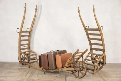 Railway Luggage Display Trolley Victorian Pine Wheel Barrow • £515