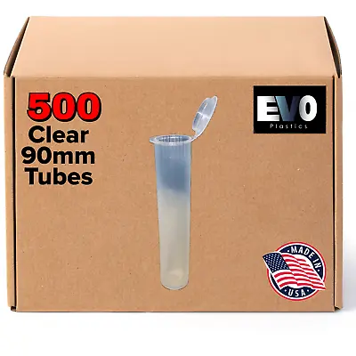 90mm Pre-Roll Tubes 500 Clear Pop Top Joints BPA-Free Pre-Roll Vials - US • $77.98