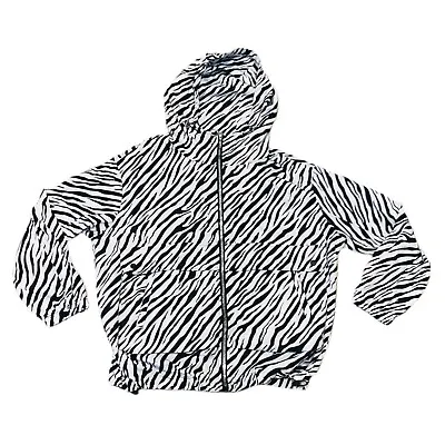 Zara Womens Black And White Zebra Hooded Zip Up Rain Coat Jacket Size Small • $58