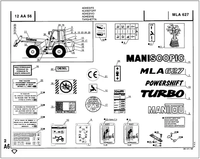 Manitou MLA627 MLA627T Parts Catalog • £29.99