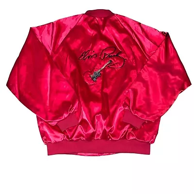 VTG Elvis Presley Elvis Lives TCB Satin Jacket Red And Black 2XL • $80