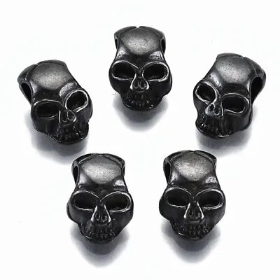 Skull Shape Spacer Beads Gunmetal Near BLACK Colour 12mm X 8mm 4mm Hole 10pcs • £2.75